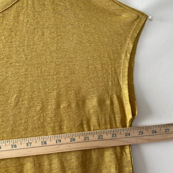 NWT Rachel Zoe Womens Mustard Yellow Short Sleeve Linen Comfort Top Size XL - Picture 5 of 6
